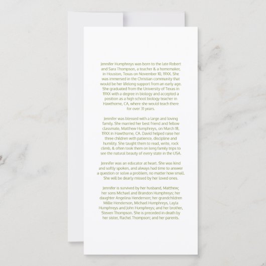 Einsteckkarte Dankeskarte (Rückseite)