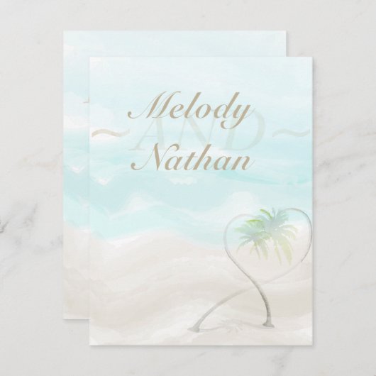 Einsteckkarte des tropischen Empfangs mit Aquarell Begleitkarte (Vorne/Hinten)