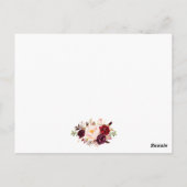 Einsteckkarte für Burgund-Floral-Hochzeitdetails Postkarte (Rückseite)