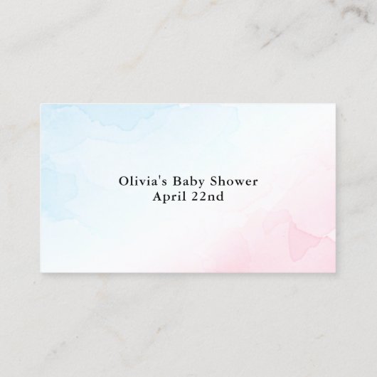 Einsteckkarte für das rosa und blaue Aquarellfarbe Visitenkarte (Rückseite)