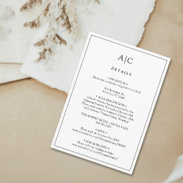 Einsteckkarte für die White Monogram Wedding Detai Begleitkarte