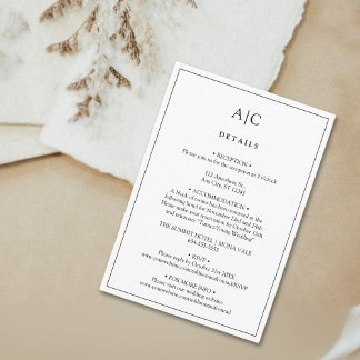 Einsteckkarte für die White Monogram Wedding Detai Begleitkarte