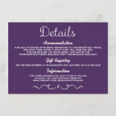 Einsteckkarte für Hochzeitdetails | Modernes Lila Begleitkarte (Rückseite)