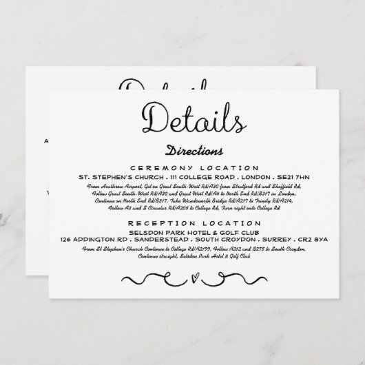 Einsteckkarte für Hochzeitdetails | Modernes Schwa Begleitkarte (Vorne/Hinten)