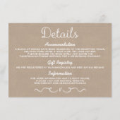 Einsteckkarte für Hochzeitdetails | Rustikale Kraf Begleitkarte (Rückseite)