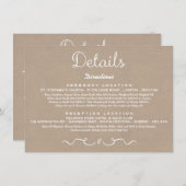 Einsteckkarte für Hochzeitdetails | Rustikale Kraf Begleitkarte (Vorne/Hinten)