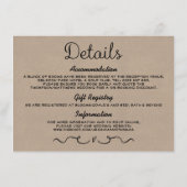 Einsteckkarte für Hochzeitdetails | Rustikale Kraf Begleitkarte (Rückseite)