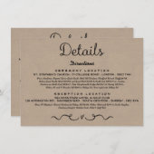 Einsteckkarte für Hochzeitdetails | Rustikale Kraf Begleitkarte (Vorne/Hinten)