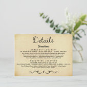 Einsteckkarte für Hochzeitdetails | Vintage Antike Begleitkarte (Stehend Vorderseite)