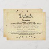 Einsteckkarte für Hochzeitdetails | Vintage Antike Begleitkarte (Vorne/Hinten)