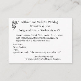 Einsteckkarte für Hochzeitshotel anpassen Begleitkarte