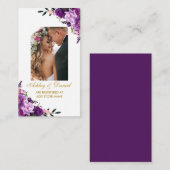Einsteckkarte für Lila blumengeschmücktes Foto bei Begleitkarte (Vorne/Hinten)