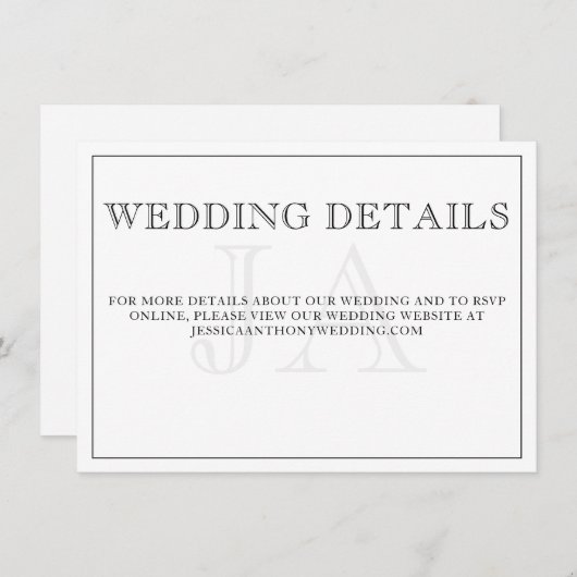 Einsteckkarte für Minimalistische Monogramm-Hochze (Vorne/Hinten)