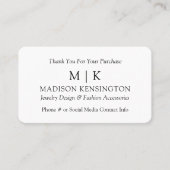 Einsteckkarte für Monogramm oder Hinzufügen von Lo Visitenkarte (Vorderseite)