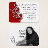 Einsteckkarte für Red Graduation Party Foto 2019 (Vorne & Hinten)