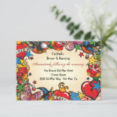 Einsteckkarte für Tattoo-Empfang Einladung (Stehend Vorderseite)