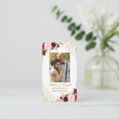 Einsteckkarte G für das Hochzeitburgundy-Foto Begleitkarte (Stehend Vorderseite)