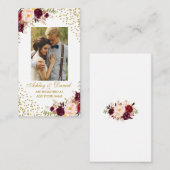 Einsteckkarte G für das Hochzeitburgundy-Foto Begleitkarte (Vorne/Hinten)