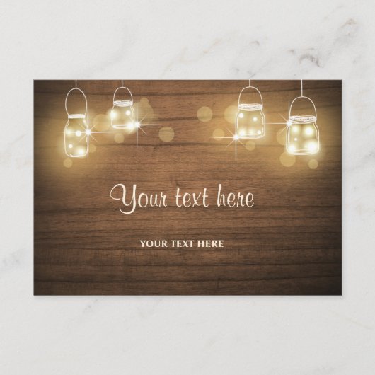 Einsteckkarte Rustikale Holzstrahlleuchten Elegant Begleitkarte (Vorderseite)