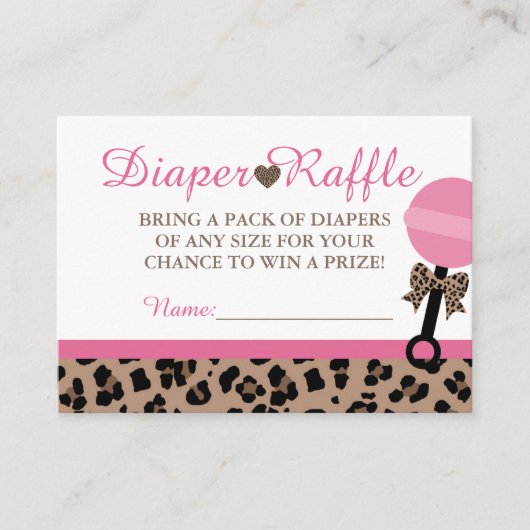 Einsteckkarten für Leopard & Pink Baby Diaper Begleitkarte (Vorderseite)
