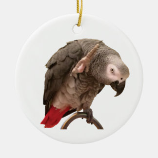 Einstein African Gray Parrot Waving Keramik Ornament