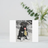 Einstein ist ein kluger, schwarzer Welpenhund Postkarte (Stehend Vorderseite)