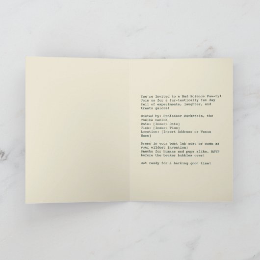 Einstein Pup im Labrador Coat Einladung (Innenseite)