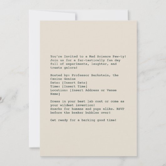 Einstein Pup im Labrador Coat Einladung (Rückseite)