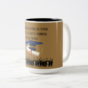 Einsteins Abschlussmotto hellbraun Zweifarbige Tasse