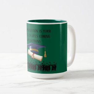 Einsteins Abschlussmotto hunter grün Zweifarbige Tasse