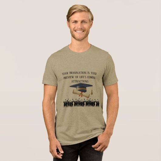 Einsteins Abschlussmotto Olive Tri-Blend Shirt (Vorderseite voll)
