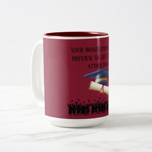 Einstein's graduation motto maroon zweifarbige tasse (Vorderseite Links)