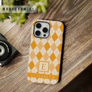 Einstellbare Blassgelb Orange Farbe Argyle iPhone 15 Pro Max Hülle