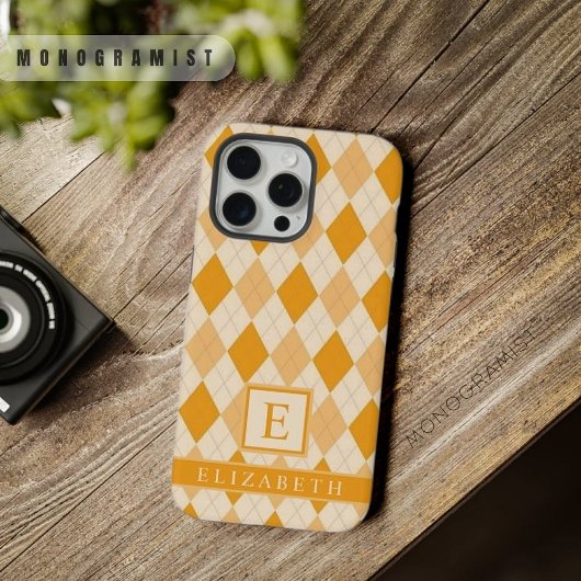 Einstellbare Blassgelb Orange Farbe Argyle iPhone Hülle