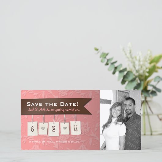 Einstellbare Farbe: DIY Save the Date Foto Cards (Stehend Vorderseite)
