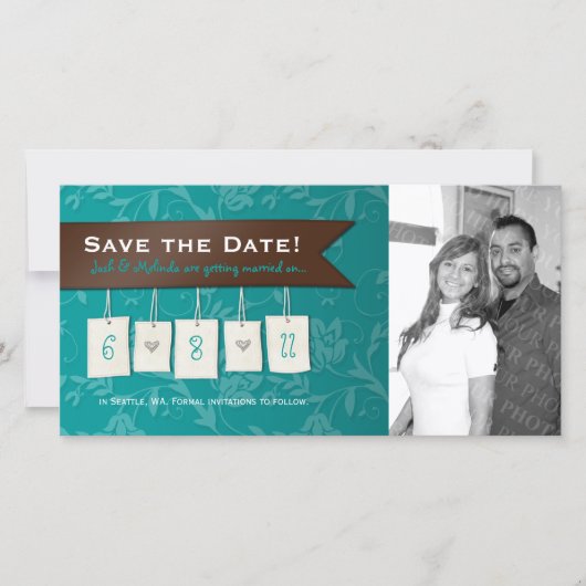 Einstellbare Farbe: DIY Save the Date Foto Cards (Vorderseite)