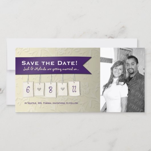 Einstellbare Farbe: DIY Save the Date Foto Cards (Vorderseite)