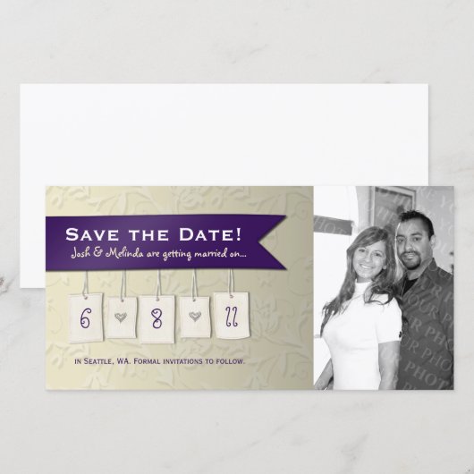 Einstellbare Farbe: DIY Save the Date Foto Cards (Vorne/Hinten)