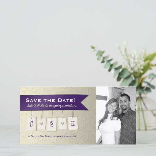 Einstellbare Farbe: DIY Save the Date Foto Cards (Stehend Vorderseite)