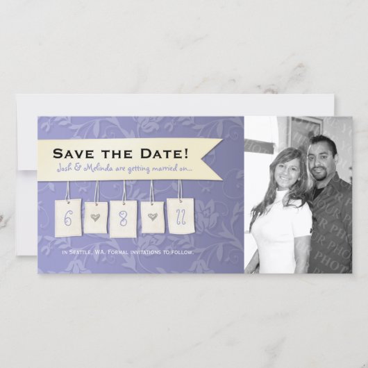 Einstellbare Farbe: DIY Save the Date Foto Cards (Vorderseite)