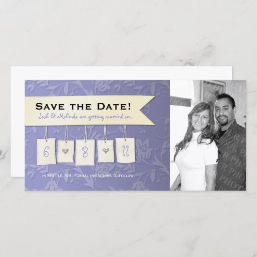 Einstellbare Farbe: DIY Save the Date Foto Cards (Vorne/Hinten)