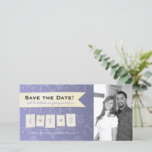 Einstellbare Farbe: DIY Save the Date Foto Cards (Stehend Vorderseite)