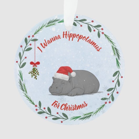 Einstellbares "Ich wünsche mir ein Nilpferd zu Wei Ornament (Vorderseite)