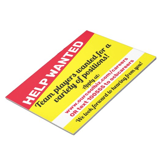 Einstellhilfe gewollt Arbeitgeber-Display Notebook Notizblock (angewinkelt)