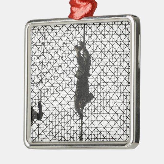 Einstellung eines Hindernisses Silbernes Ornament (Links)