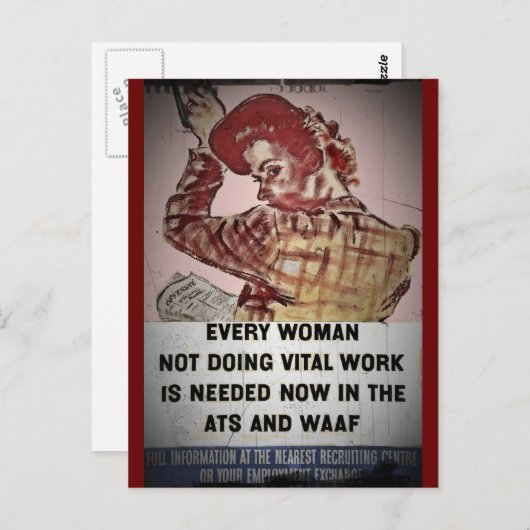 Einstellung von Frauen für ATS und WAAF Postkarte (Vorne/Hinten)