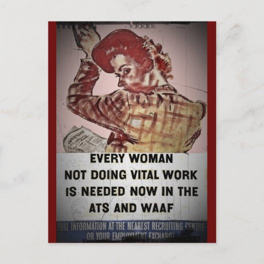 Einstellung von Frauen für ATS und WAAF Postkarte (Vorderseite)