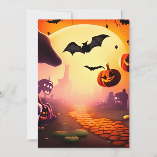 Einstellung von Sun Bats Jack-O' Lanterns Hallowee Einladung (Rückseite)