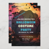 Einstellung von Sun Bats Pumpkins Halloween Einladung (Vorne/Hinten)