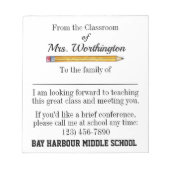 Einstieg der Eltern. Schulnote Pad Small Notizblock (Vorderseite)